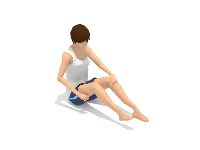 Staff Pose Yoga Exercise Woman Animation Low-poly 3D model