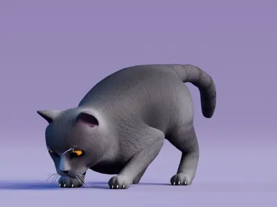 Low poly - Stylized cats - British Short Hair  Low-poly 3D model
