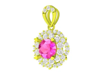 A4635 Fashion Halo Diamond Women Pendant 3D Model 3D print model