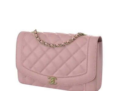 Vintage Medium Diana Flap Bag Pink Low-poly 3D model