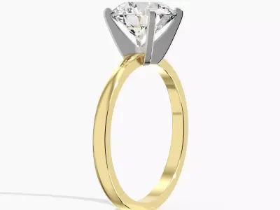 Four-Prong Petite Comfort Fit Solitaire Engagement Ring 0023 3D print model
