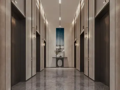 Lobby and elevator hall 3D model