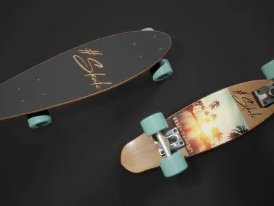 Skateboard with wheels Free low-poly 3D model