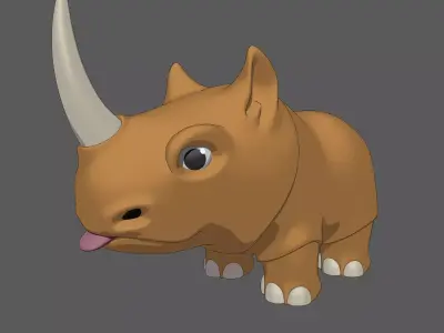 Rhnino cartoon Low-poly 3D model