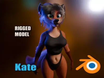 Kate Anthro Fox Low-poly 3D model