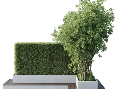 Garden plants set in a box - outdoor set 162 Low-poly 3D model