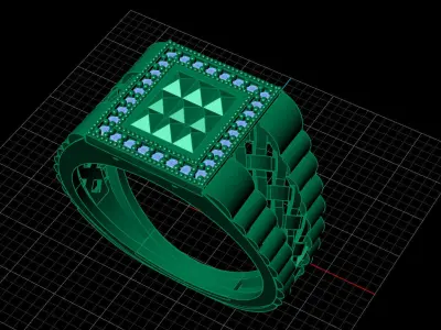 Print Ready STL 3DM  Gents Rings Diamond Men Ring  3D print model 34
