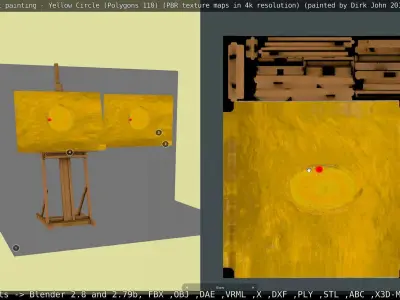 Oil Painting - Yellow Circle Low-poly 3D model