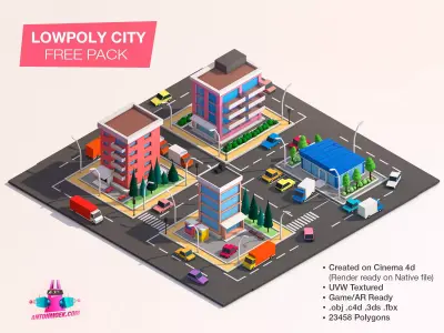 Cartoon Lowpoly City Free Game Pack  Free low-poly 3D model