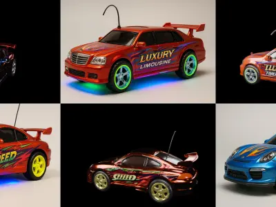 Controled Car bundle 4 pack 100 glb 3D model