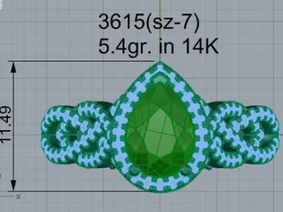 Pear Halo Twisted Ring 3615 3D print model
