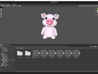 Little animal baby - Pig cute - Animated Low-poly 3D model
