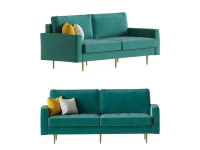 Velvet Fabric Sofa Couch 3D model