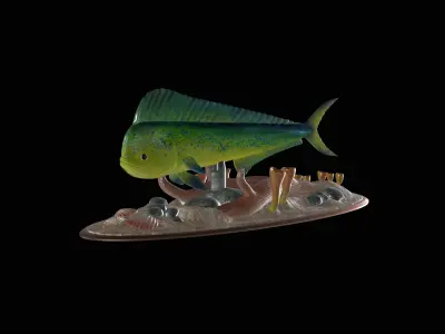 MAHI MAHI UNDERWATER STATUE DETAILED TEXTURE FOR 3D PRINTING 3D print model