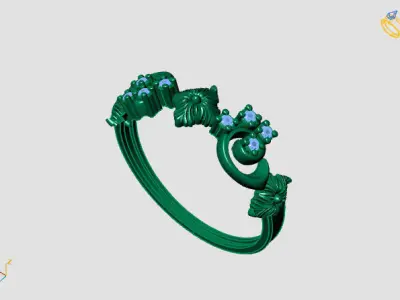 Women Ring Diamond Stone STL 3DM Lightweight Printable 3D print model 28