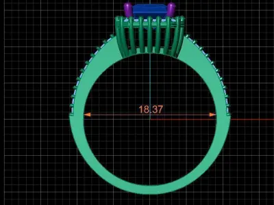 baguette wedding ring necklace 3D print model