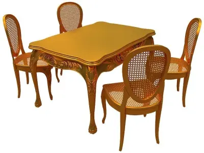 classical Dining set Low-poly 3D model