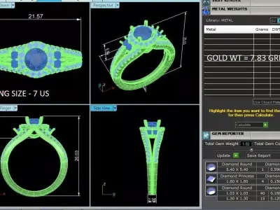 Luxury Halo Diamond Ring CAD Design Collection for Jewellery   3D print model