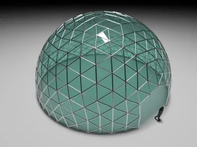 Geodesic Dome with Door Opening and enclosure Glass Panels 3D model