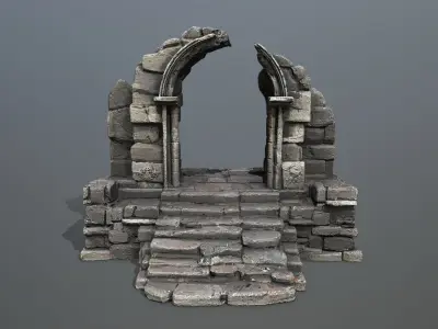 ruin gate Low-poly 3D model