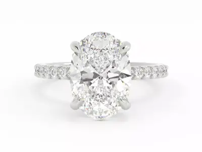 Oval Engagement Ring Solitaire With Hidden Halo 3DM 3D print model