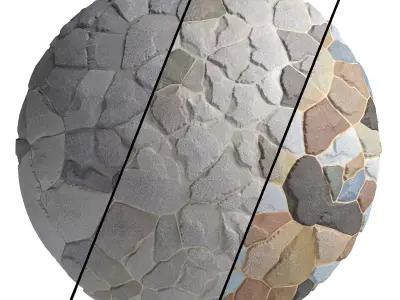 Ston Wall Material 2 - By 3 color Pbr By Sbsar 4k 3D model