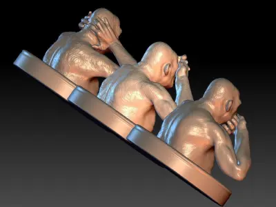 Three Wise Monkeys  Set 3D print model