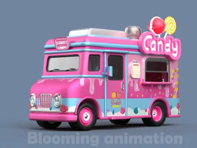 Game Ready Candy Truck with PBR textures Low-poly 3D model