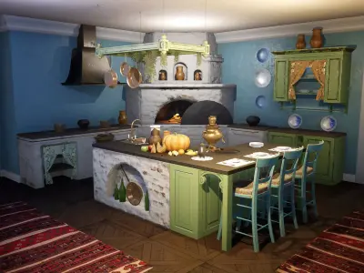 ANTIQUE KITCHEN UNREAL ENGINE 4 Low-poly 3D model