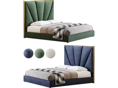 Royal Blue Upholstered Luxury King Size size Bed 3D model