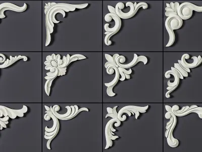 140 Corner Ornament Brushes 4K Alphas and 3D Models- VOL 05 3D model