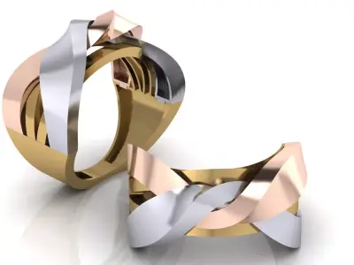 Women 3 piece luxury twist ring 3D print model