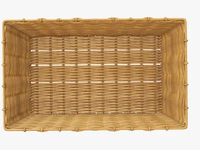 Wicker basket rectangular 02 medium brown 3D model