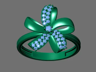 Womens Rings With Stone Ring Ready STL 3DM Models Rings women 3D print model 9