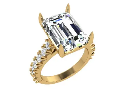 Emerald Diamond Ring 4160 3D print model