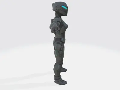 Female soldier Low-poly 3D model 4
