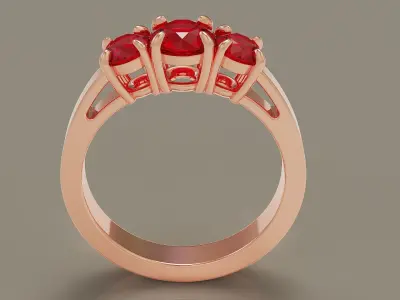 Cathedral style round cut three stone ring 3D print model