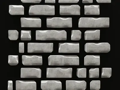 Wall brick splinter clay decor n1 3D model