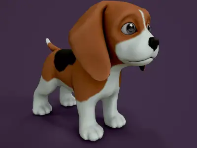 Beagle 3D Model dog Low-poly 3D model