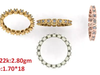 Band stone rings 3 3D print model