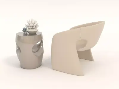 Modern Coffee Table and Armchair Set 33 3D model