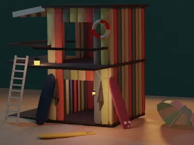 Beach house Free low-poly 3D model purchase