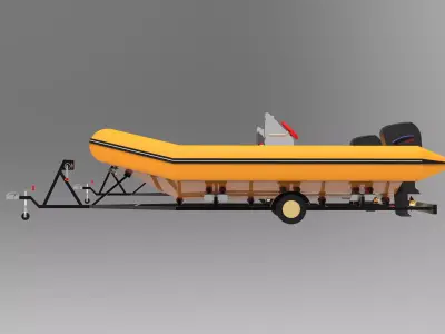Boat Trailer  Low-poly 3D model