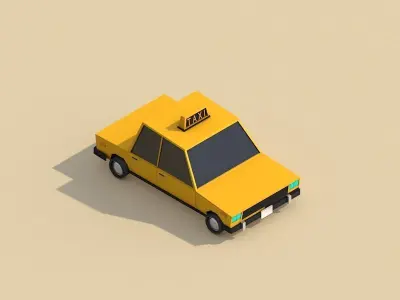 Cartoon Low Poly Toy Taxi Car Low-poly 3D model