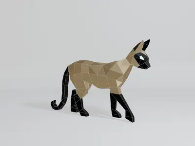 Polygonal Siamese Cat Low-poly 3D model