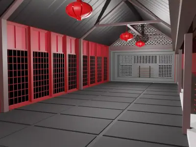 Dojo Hall Low-poly 3D model