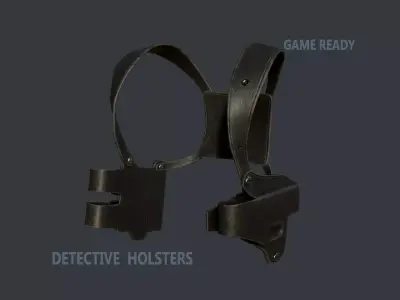 Leather Detective Holster Low-poly 3D model Low-poly 3D model