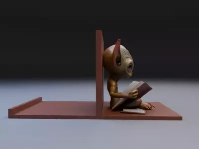 alien reading book book stand 3D print model