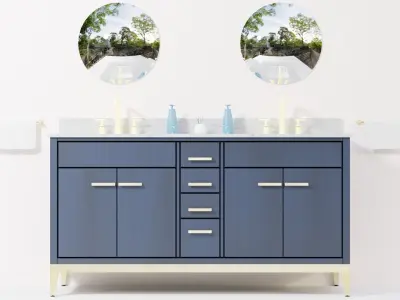 Beatrice Double Sink Navy Blue Bath Vanity Free 3D model