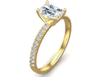 Radiant Cut Diamond Ring 3D print model